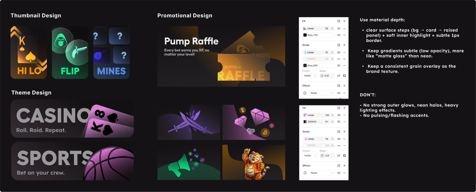 Pump thumbnails, theme cards and promotional material